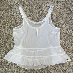 Abercrombie & Fitch Womens Sheer Tank Top Size S White Feminine Beachy Coquette